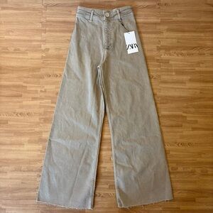 ZARA Signature Denim “The Marine Straight” Sand High Rise Jeans NWT Size 32